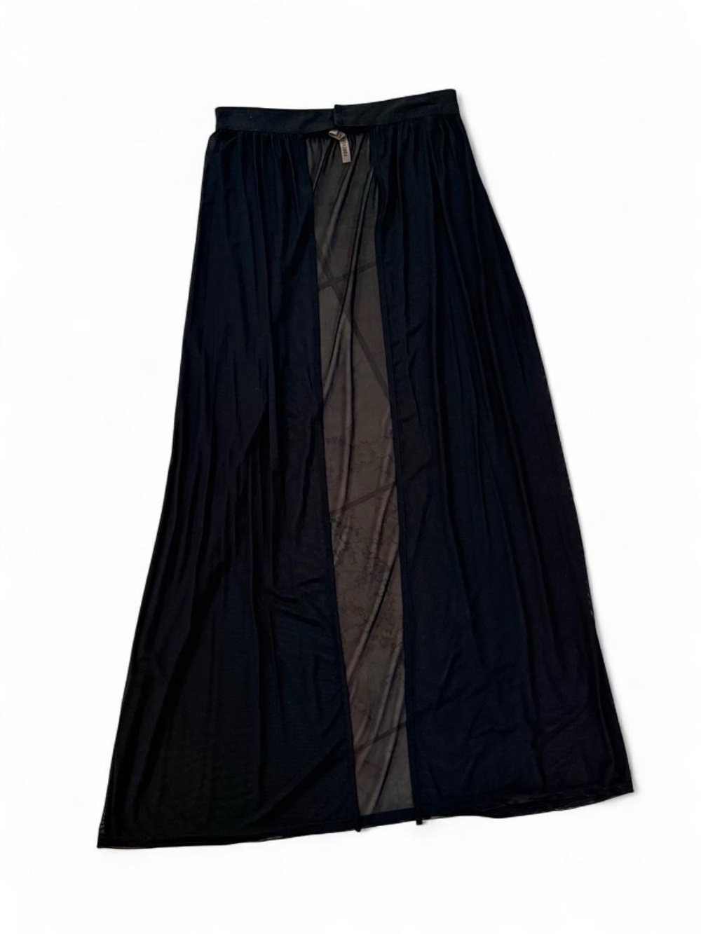 Forever 21 Sheer Black Maxi Skirt Front Slit Y2K Goth Size S